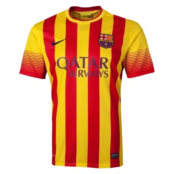 2013-2014 Barcelona Away Yellow Retro Soccer Jersey