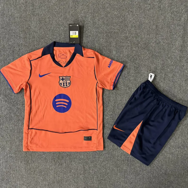 25-26 Barcelona Orange Special Edition Kids Soccer Jersey
