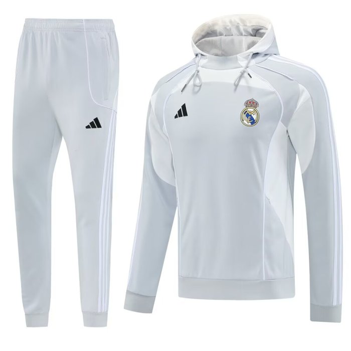 25-26 Real Madrid White Hoodie Tracksuit (卫衣套装)
