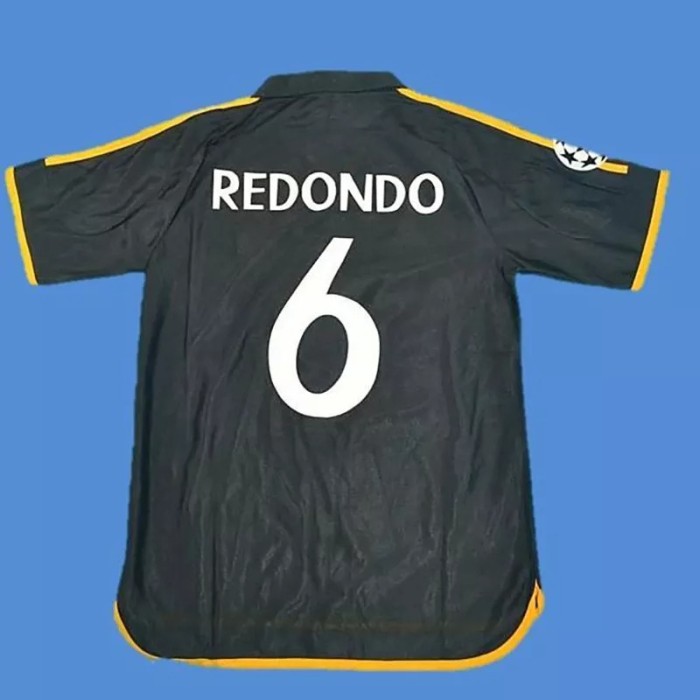1999-2000 Real Madrid Away Black Retro Soccer Jersey