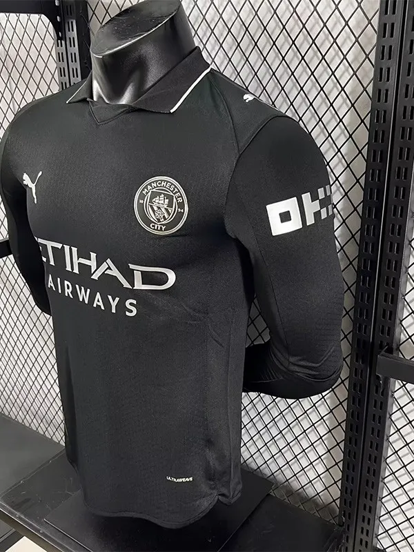 25-26 Manchester City Away Long Sleeve Player Version Soccer Jersey 1:1 Thai Quality (长袖球员)