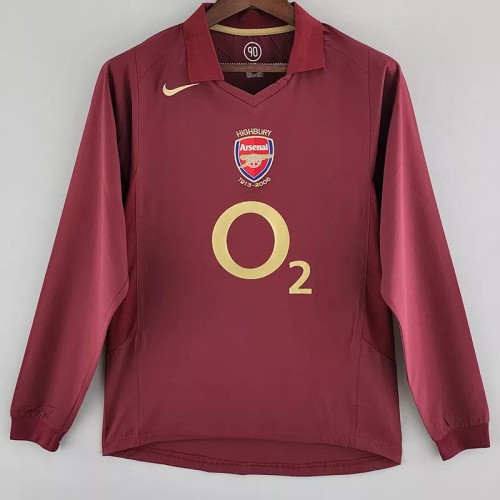 2005-2006 Arsenal Home Long Sleeve Retro Soccer Jersey