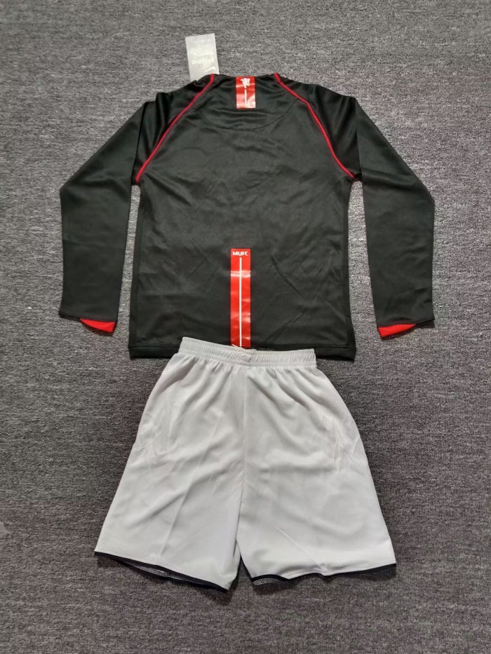 2007-2008 Manchester United Away Long sleeves Retro Kids Soccer Jersey