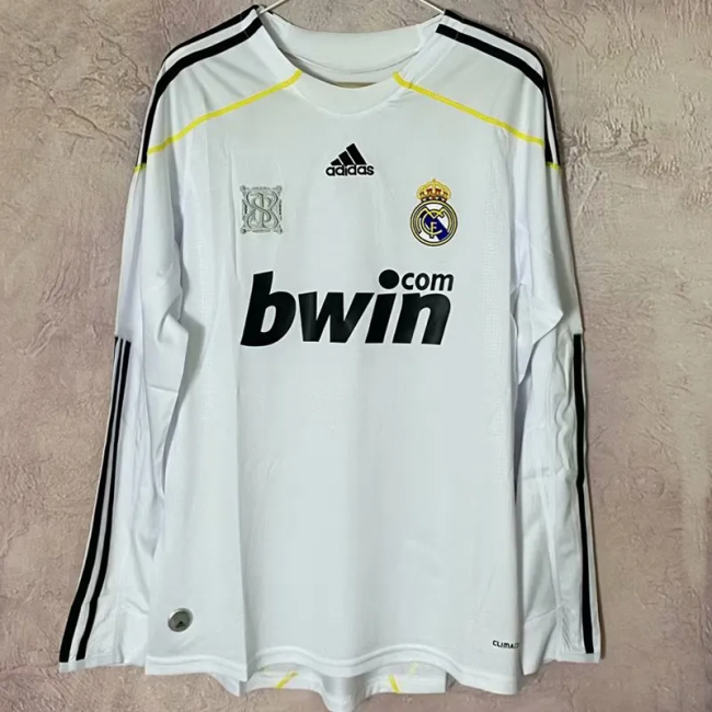 2009-2010 Real Madrid Home Long Sleeve Retro Soccer Jersey