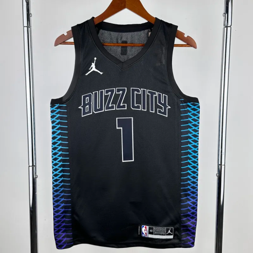 2017-2018 HORNETS BALL #1 Black City Edition Top Quality Hot Pressing NBA Jersey