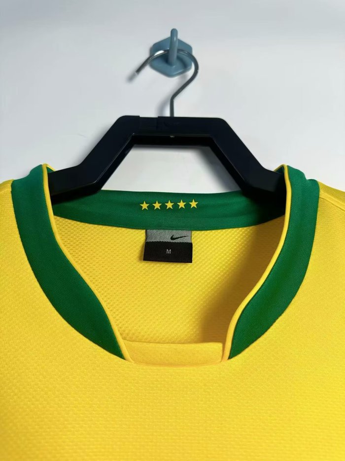 2006 Brazil Home Long sleeves Retro Soccer Jersey 