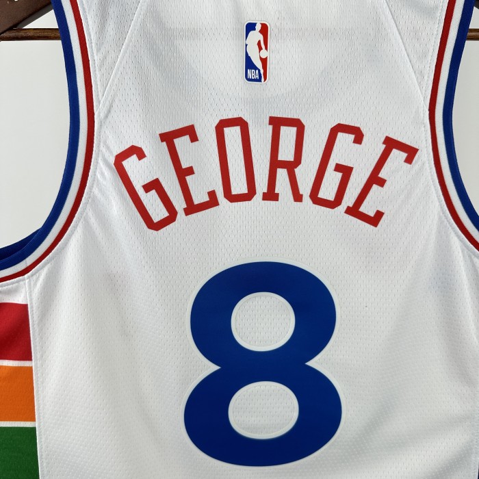 24-25 76ERS GEORGE #8 White City Edition Top Quality Hot Pressing NBA Jersey