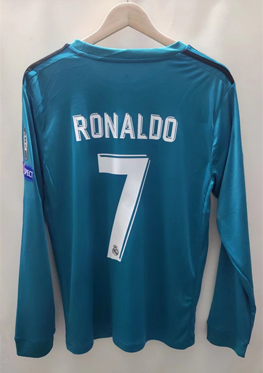 2017-2018 Real Madrid Third Long Sleeve Retro Soccer Jersey