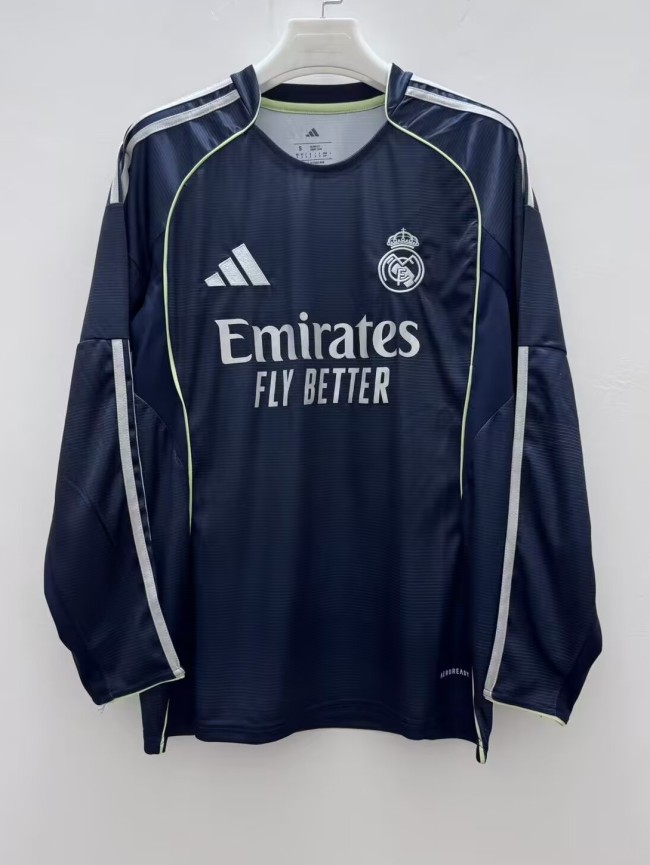 25-26 Real Madrid Away Long Sleeve Fans Soccer Jersey