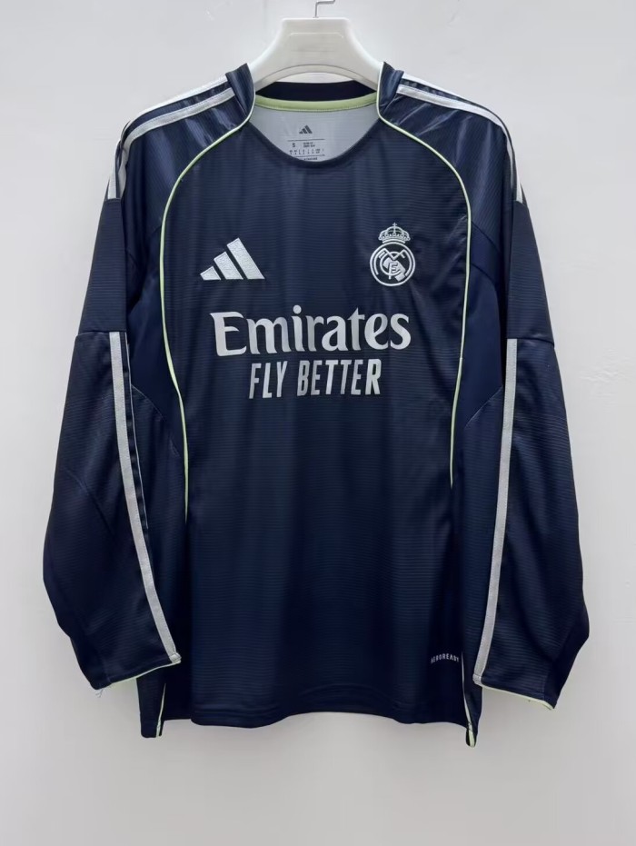 25-26 Real Madrid Away Long Sleeve Fans Soccer Jersey
