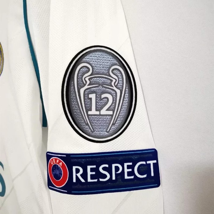 2017-2018 Real Madrid Home Long Sleeve Retro Soccer Jersey