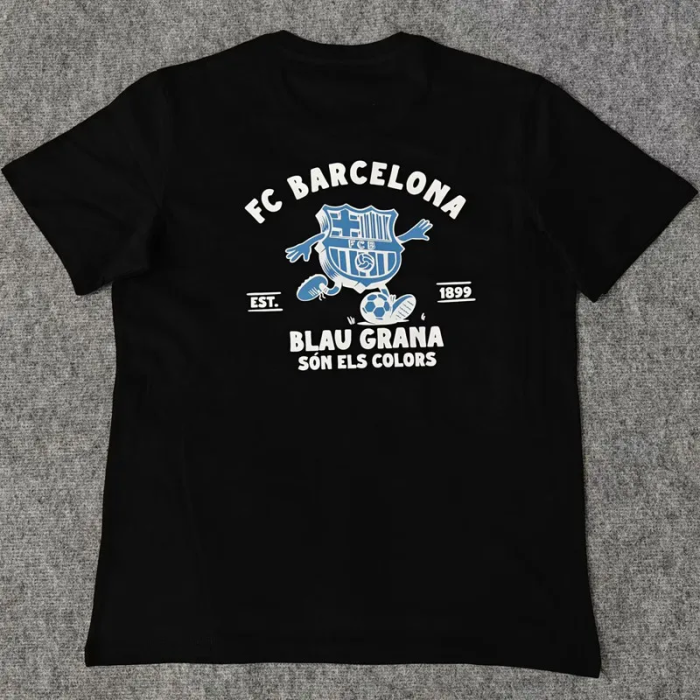 25-26 Barcelona Black High Quality Casual T-Shirt #圆领蓝标