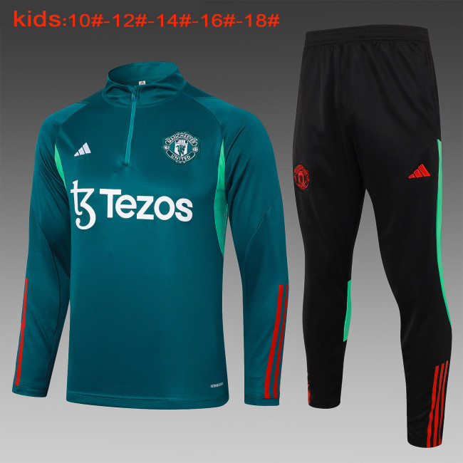 23-24 Manchester United High Quality Kids Half Pull Tracksuit