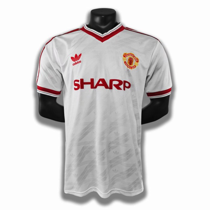 1986 Manchester United Away White Retro Soccer Jersey