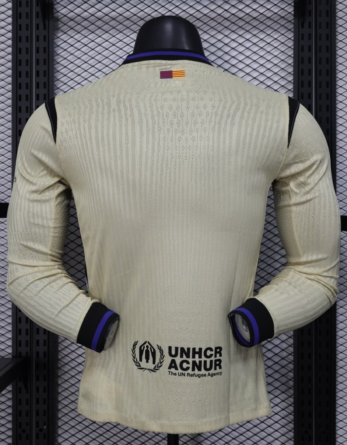 25-26 Barcelona Away Long Sleeve Player Version Soccer Jersey (长袖球员)