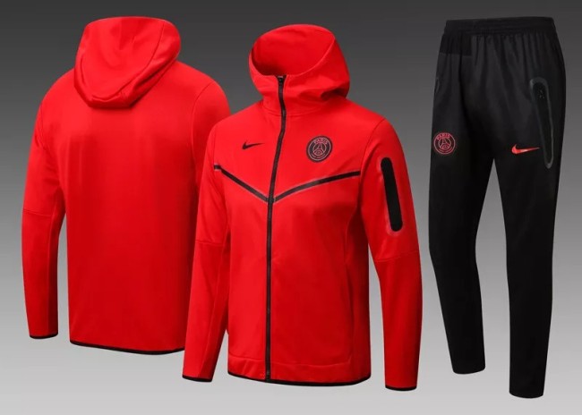 22-23 Paris Saint-Germain Red Hoodie Jacket Tracksuit#F396