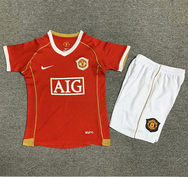 2006-2007 Manchester United Home Retro Kids Soccer Jersey