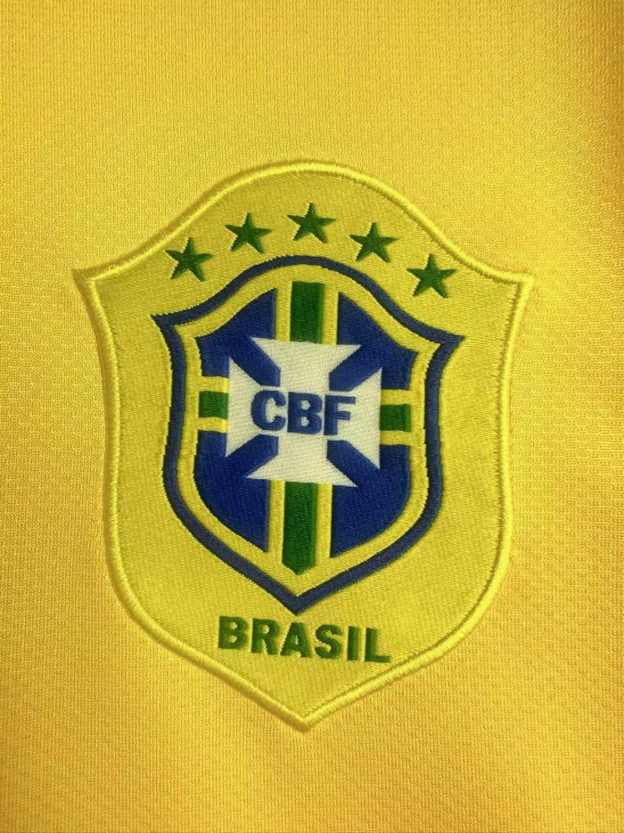 2006 Brazil Home Long sleeves Retro Soccer Jersey 