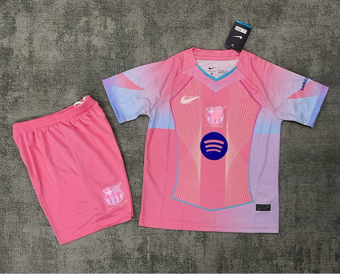 25-26 Barcelona Pink Special Edition Kids Soccer Jersey