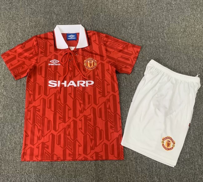 1992-1994 Manchester United Home Retro Kids Soccer Jersey