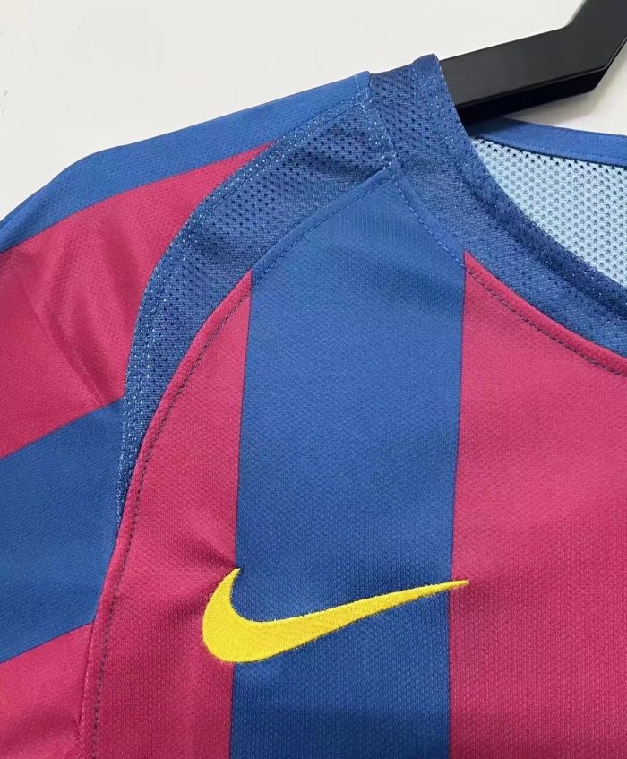 2005-2006 Barcelona Home UCL Retro Long Sleeve Soccer Jersey