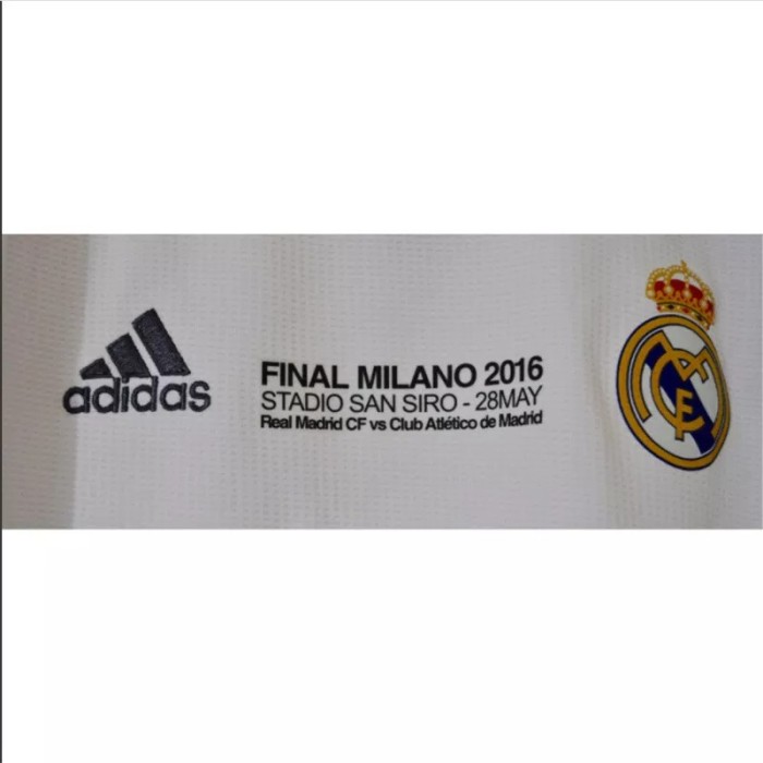 2015-2016 Real Madrid Home Long Sleeve Retro Soccer Jersey