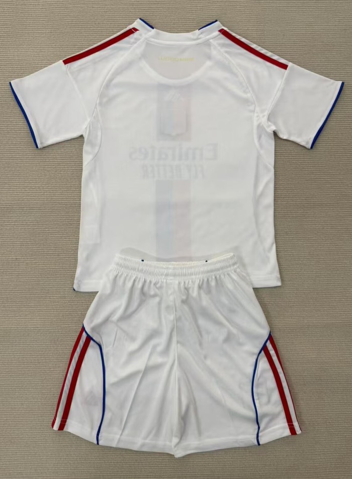 25-26 Lyon Home Kids Soccer Jersey 1:1 Thai Quality