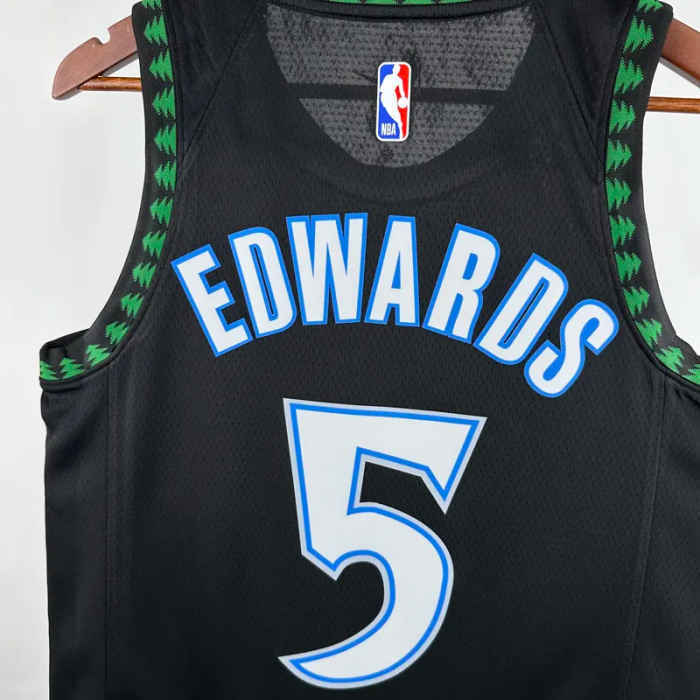 2017-2018 TIMBERWOLVES EDWARDS #5 Black Retro Top Quality Hot Pressing NBA Jersey
