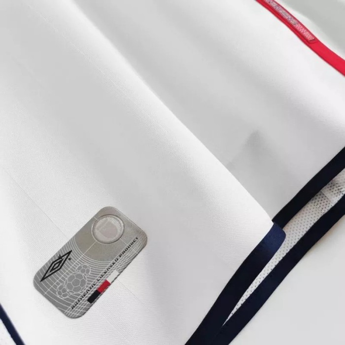 2002 England Home Retro Long Sleeve Soccer Jersey