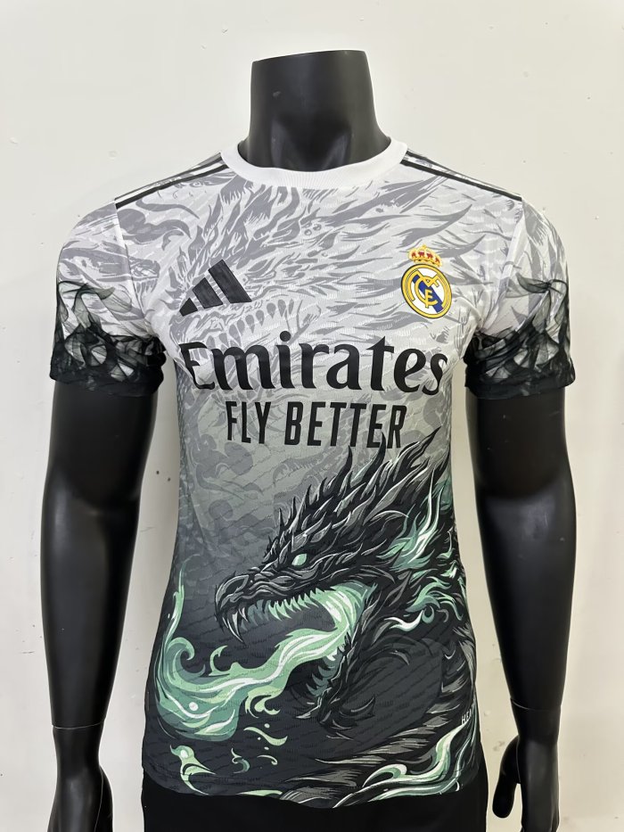 25-26 Real Madrid White Green Special Edition Player Version Soccer Jersey