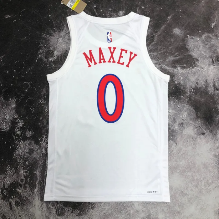22-23 76ERS MAXEY #0 White City Edition Top Quality Hot Pressing NBA Jersey