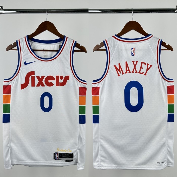 24-25 76ERS MAXEY #0 White City Edition Top Quality Hot Pressing NBA Jersey
