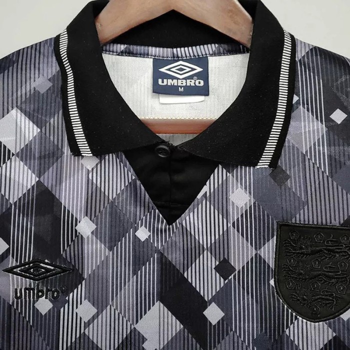 1990 England Away Black Retro Soccer Jersey