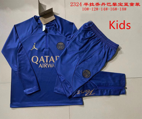 23-24 Paris Saint-Germain High Quality Kids Half Pull Tracksuit