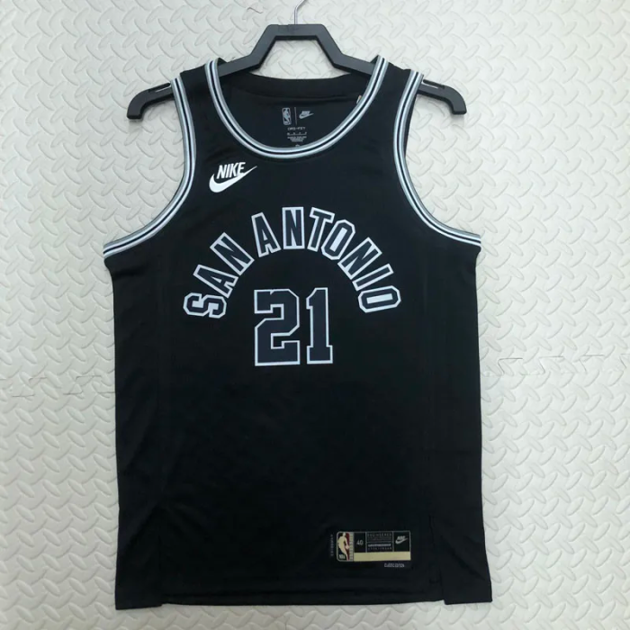 22-23 SA Spurs DUNCAN #21 Black Top Quality Hot Pressing NBA Jersey (Retro Logo)