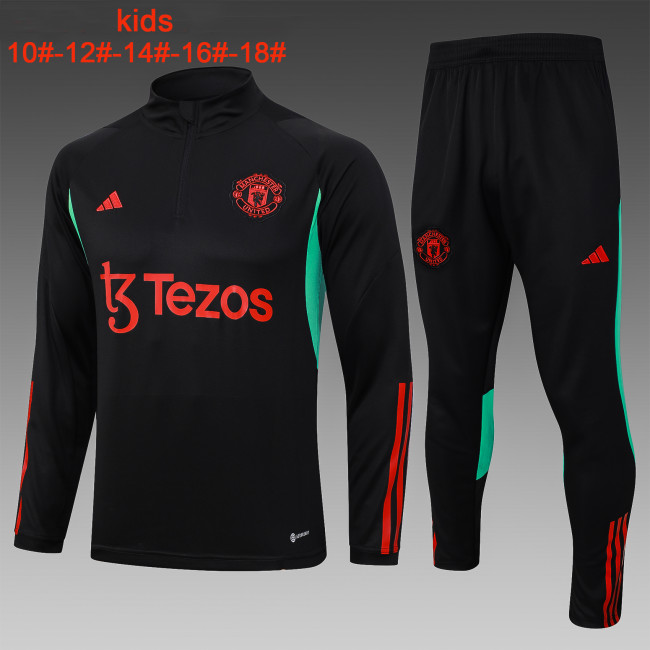 23-24 Manchester United High Quality Kids Half Pull Tracksuit