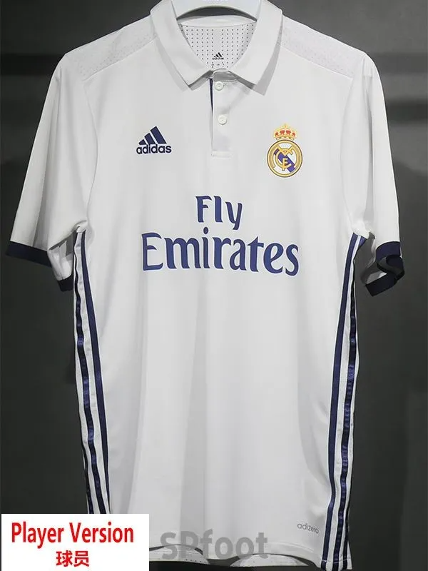 2016-2017 Real Madrid Home Player Retro Soccer Jersey