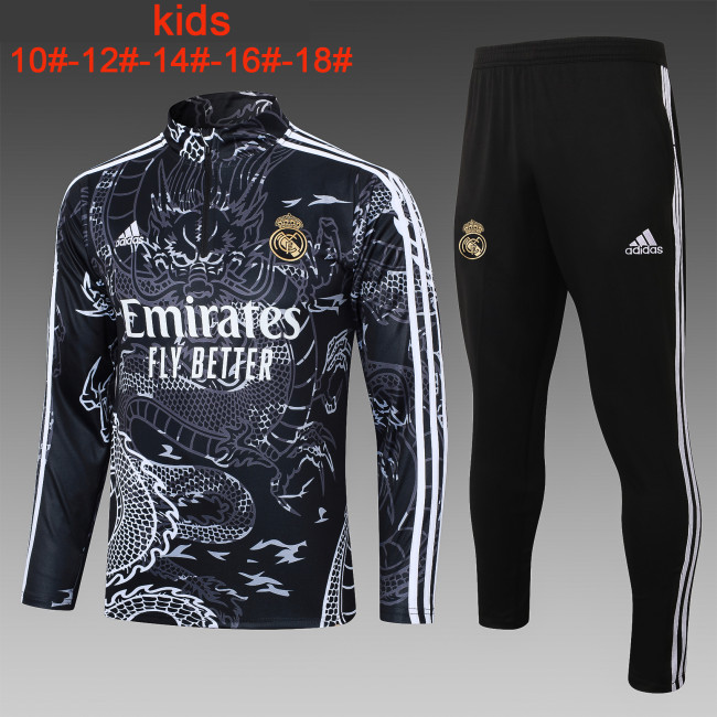 23-24 Real Madrid High Quality Kids Half Pull Tracksuit
