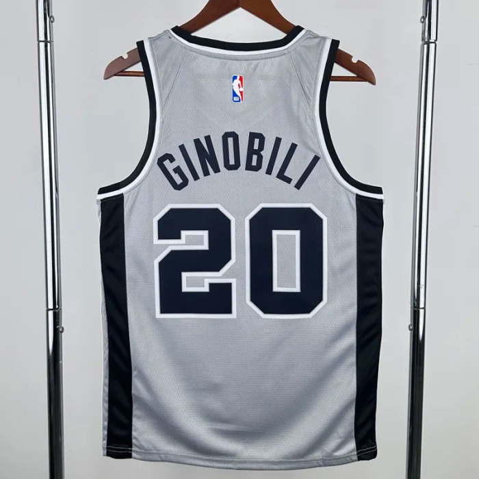 20-21 SA Spurs GINOBILI #20 Grey Top Quality Hot Pressing NBA Jersey (Trapeze Edition)