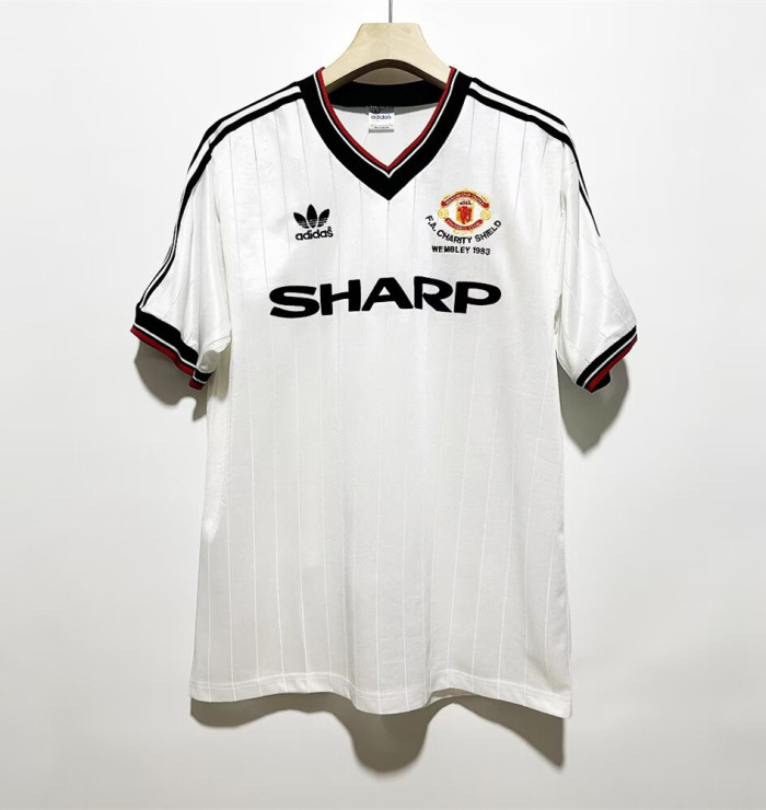 1983 Manchester United White Retro Soccer Jersey