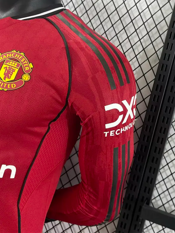 25-26 Manchester United Home Long Sleeve Player Version Soccer Jersey (长袖球员)