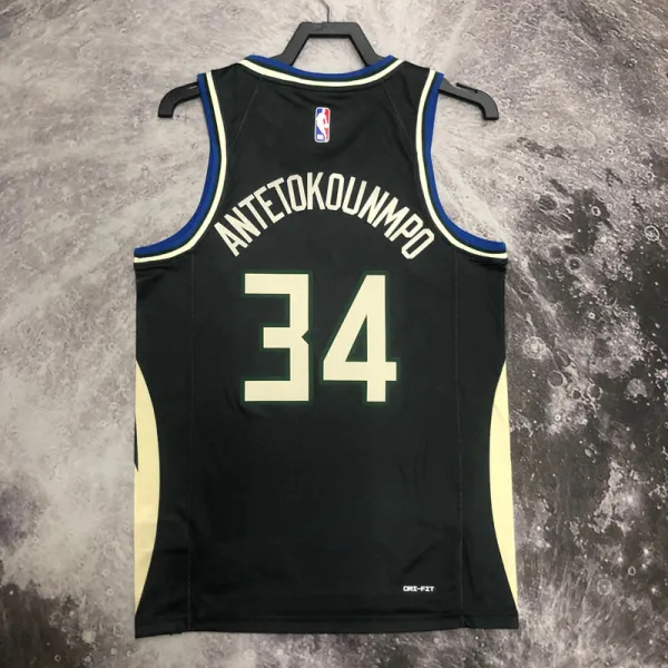 22-23 BUCKS ANTETOKOUNMPO #34 Black Top Quality Hot Pressing NBA Jersey (Trapeze Edition)