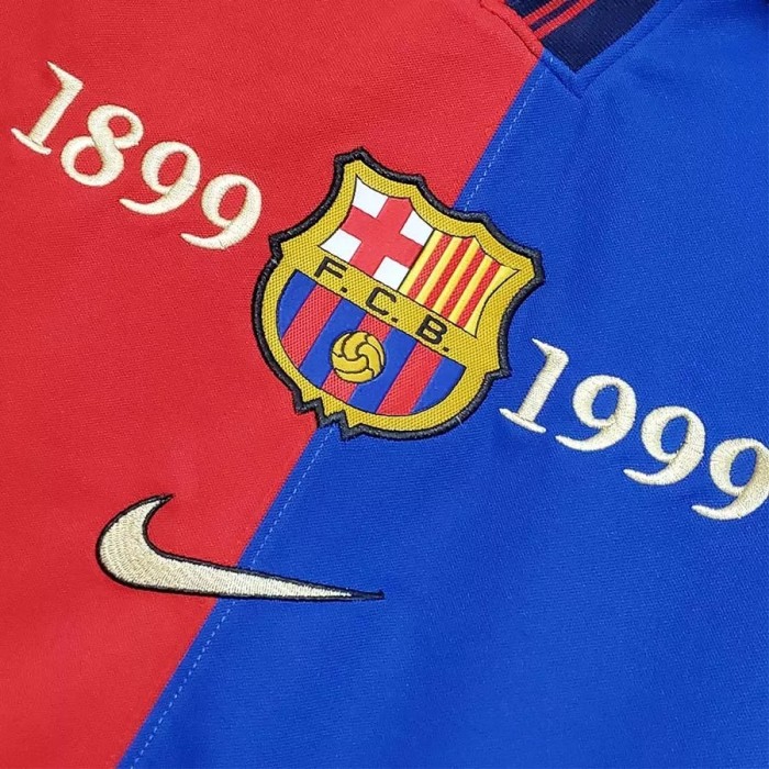 1999 Barcelona Home 100th Anniversary Version Retro Soccer Jersey