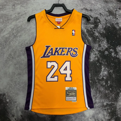 2009 LAKERS BRYANT #24 Yellow Retro Top Quality Hot Pressing NBA Jersey