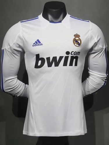 2010-2011 Real Madrid Home Player Version Long Sleeve Retro Soccer Jersey  长袖球员
