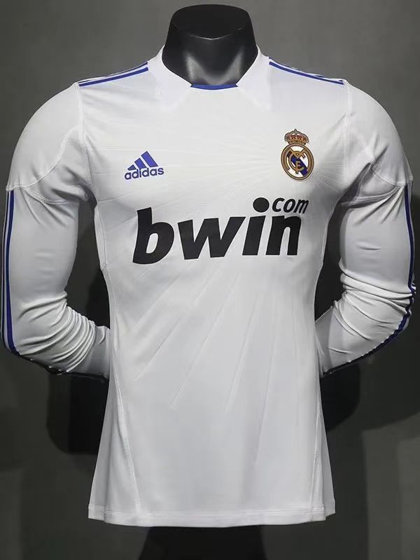 2010-2011 Real Madrid Home Player Version Long Sleeve Retro Soccer Jersey  长袖球员
