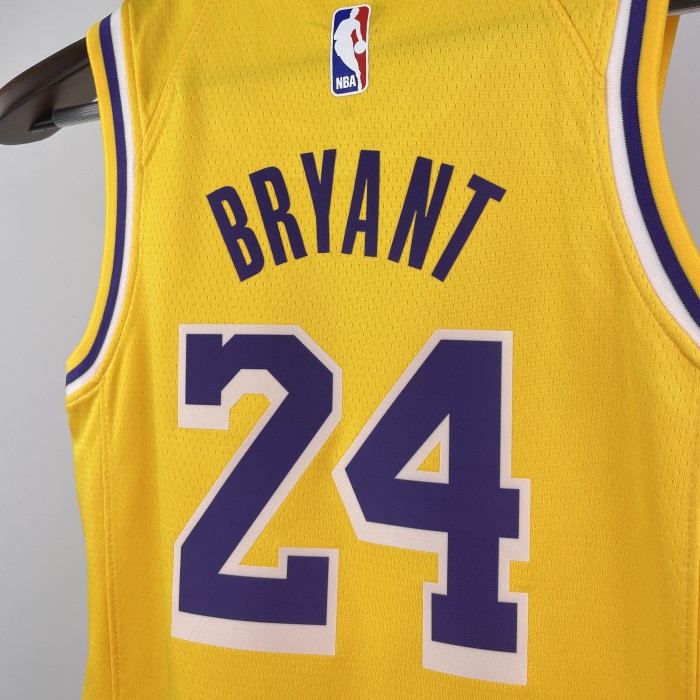 2023 LAKERS BRYANT #24 Yellow Top Quality Hot Pressing Kids NBA Jersey