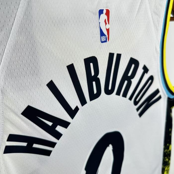 24-25 Indiana Pacers HALIBURTON #0 White City Edition Top Quality Hot Pressing NBA Jersey