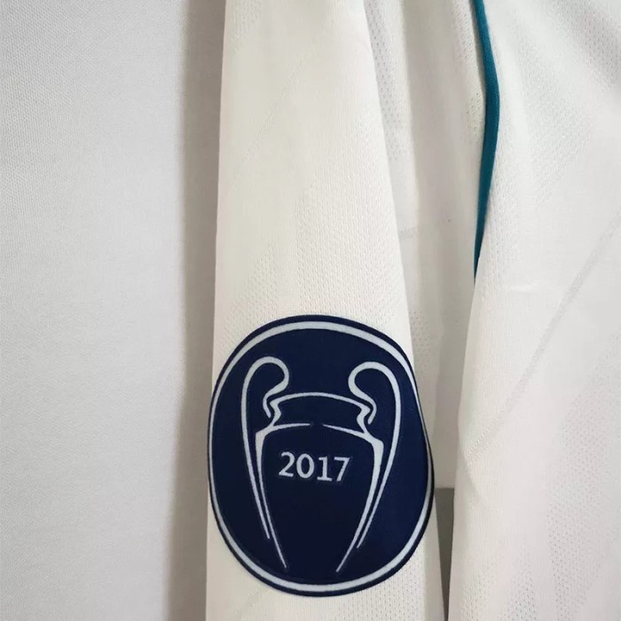 2017-2018 Real Madrid Home Long Sleeve Retro Soccer Jersey