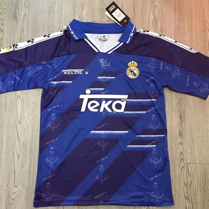 1994-1996 Real Madrid Away Blue Retro Soccer Jersey